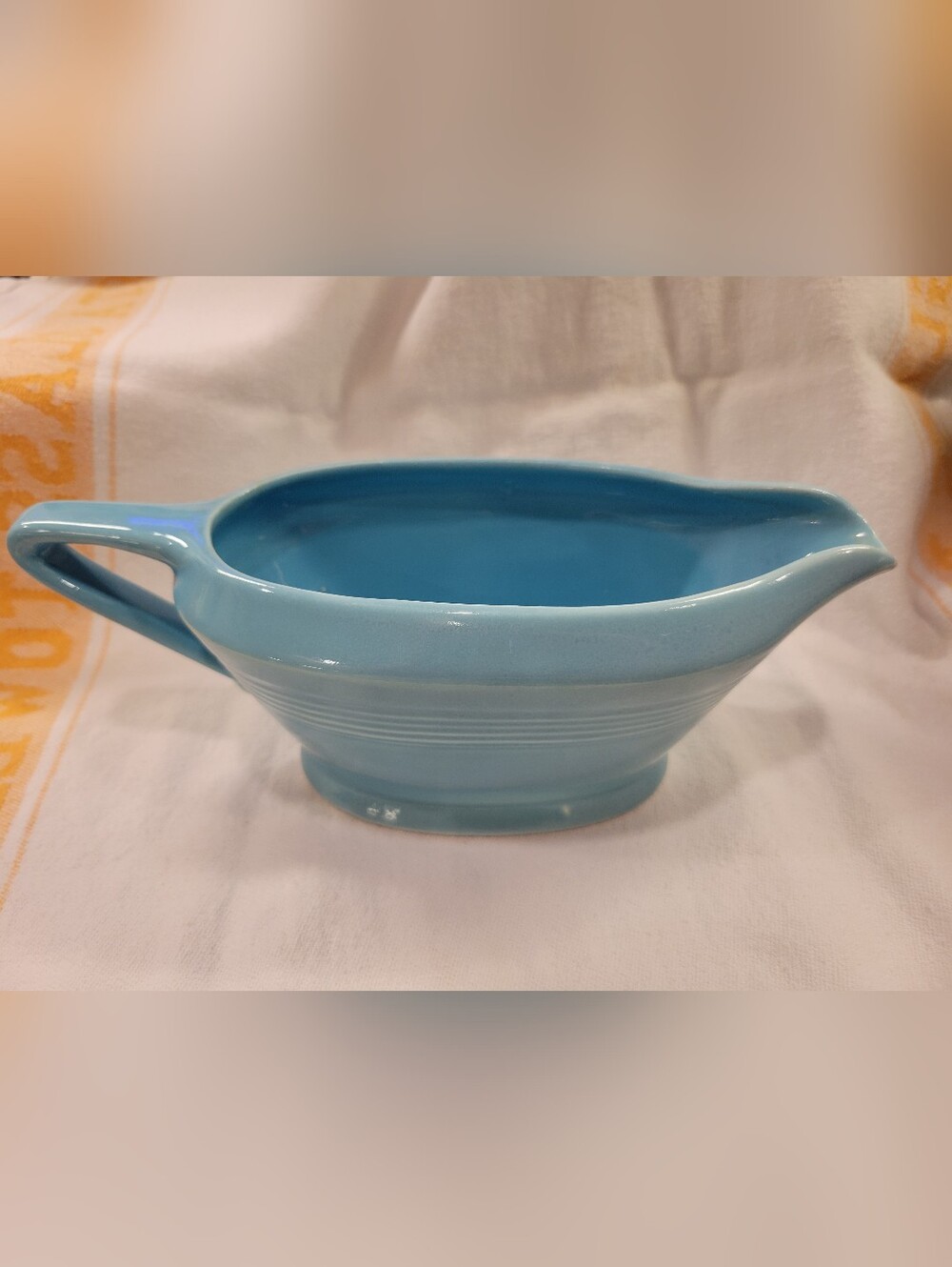 Vintage Homer Laughlin Harlequin Turquoise Sauce Boat Gravy Boat